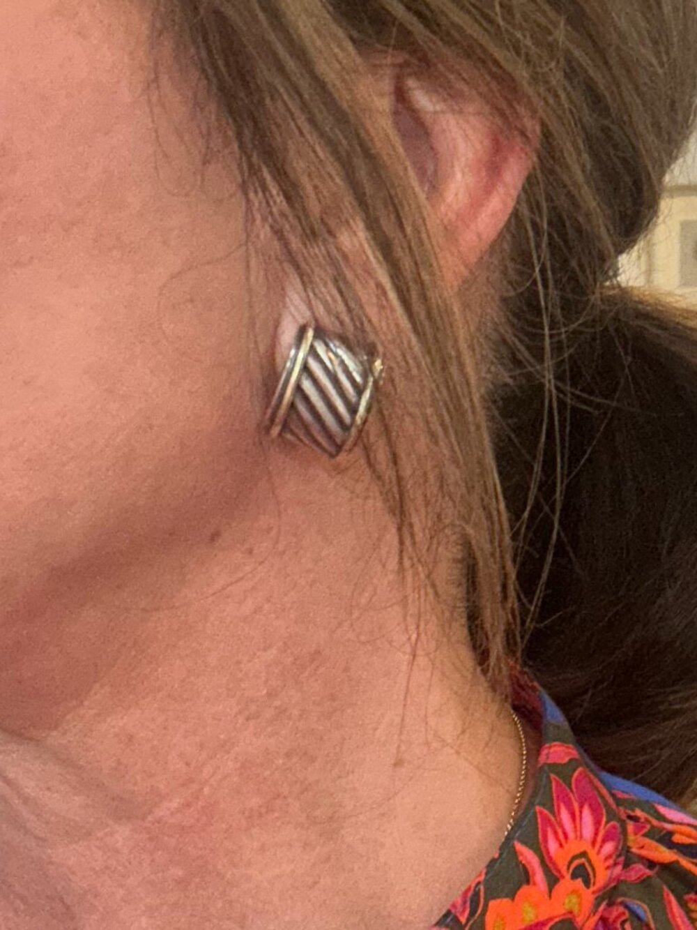 David Yurman Cigar Band with 14K Gold Cable Earrings - Picture 6 of 6